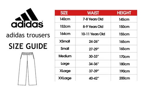 adidas trackpants size chart.